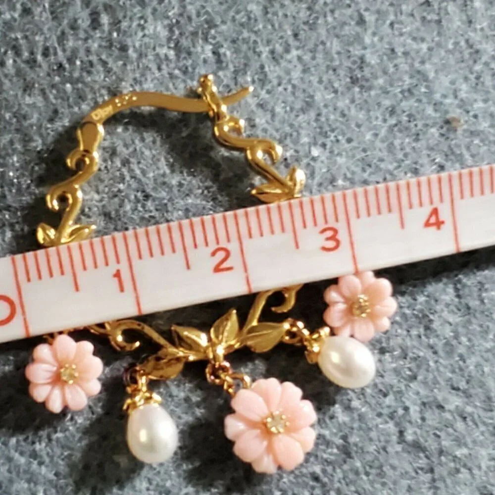 Jardin Mother of Pearl Flower Multigemstone Hoop Earrings
